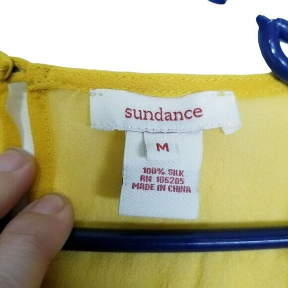 Sundance tank top sheer‎ silk crochet ruffle tiered keyhole button back Medium - Picture 9 of 12